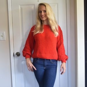 H&M Oversized Cable Knit Red Sweater Xs/S